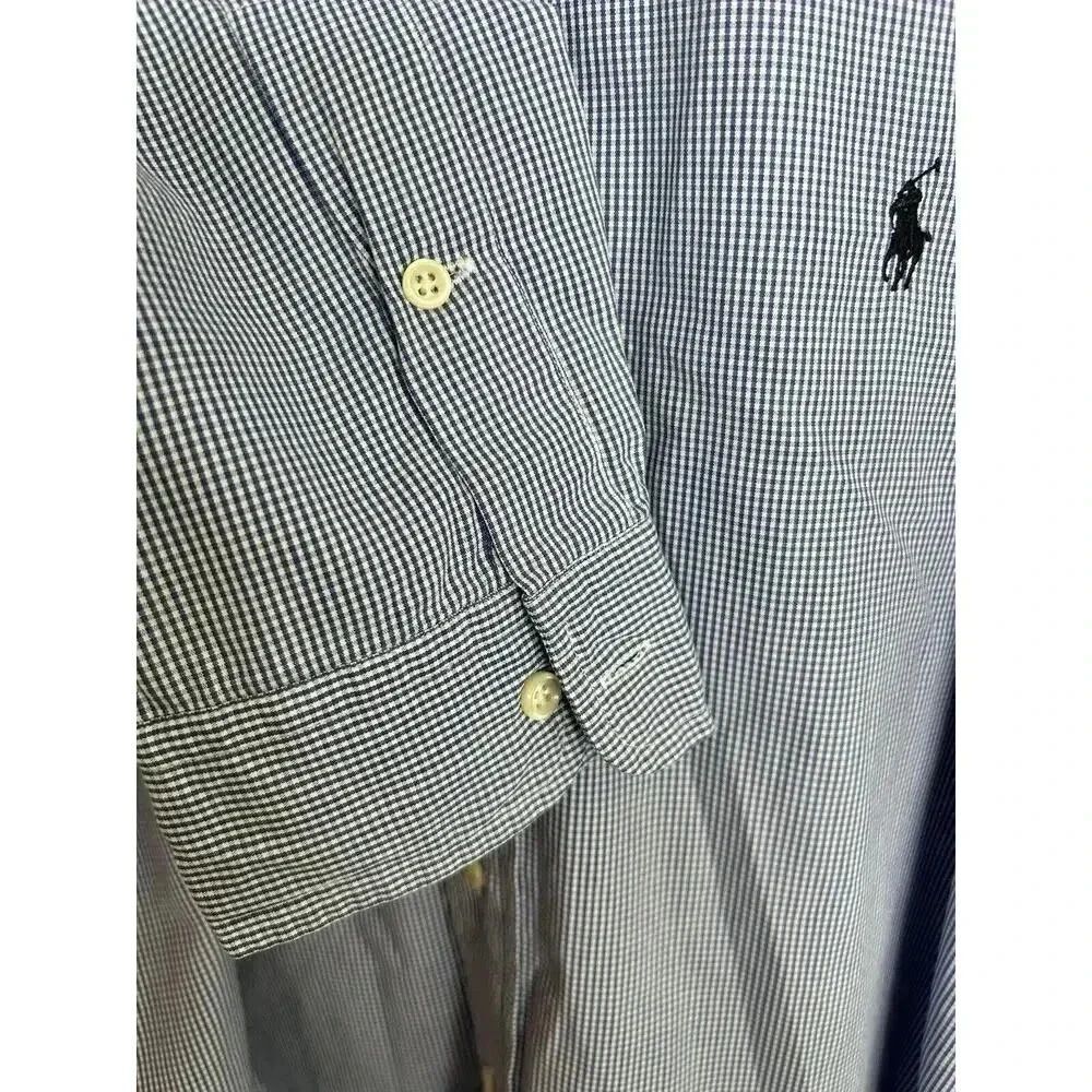 Ralph Lauren Blake Blue Cotton Micro-check Pony Logo Button Down Shirt Size L - Picture 9 of 13